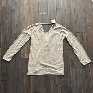 Cross Basic Tan Cross Back Winter Sweater Cozy Minimalist S NWT